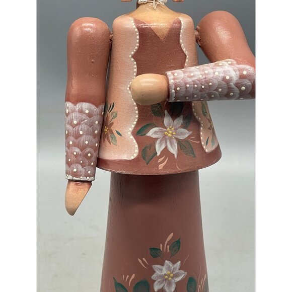 vintage wood figurine queen moveable arms signed 2002 jewelry crown 12" READ - Picture 3 of 7